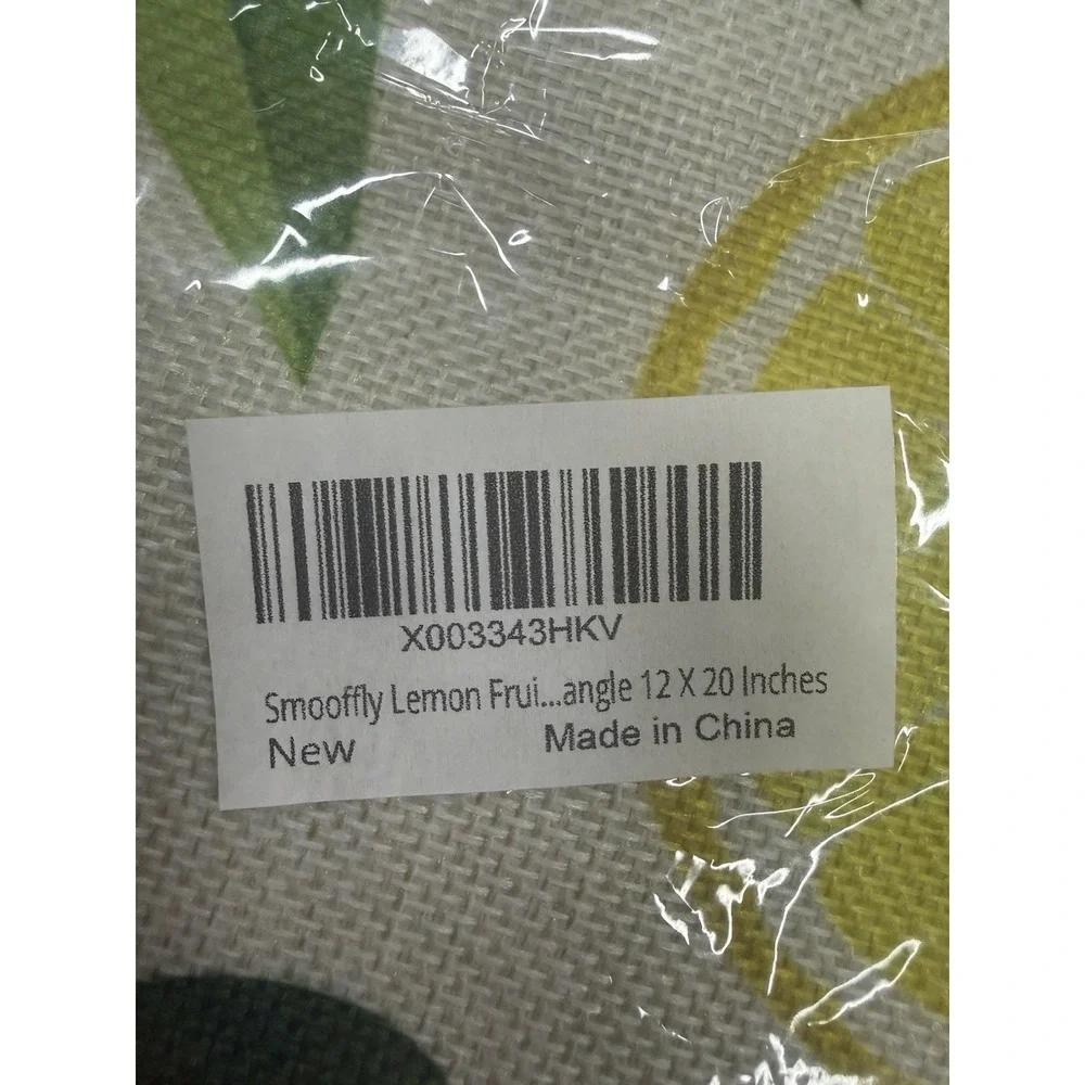 Smooffly Lemon Fruit Rectangular Fabric Placemat 12x20 in Yellow Green White